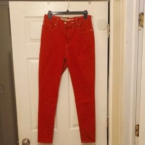 Vibrant Levi's 721 High Rise Red Skinny Jeans